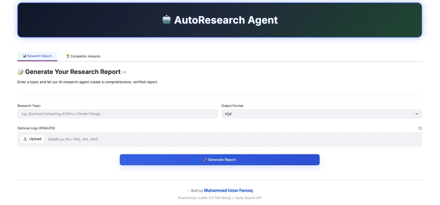 AutoResearch Agent preview